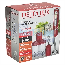 Блендер погружной Delta Lux DL-7039B красный, 800 Вт, плавная регулировка, турбо