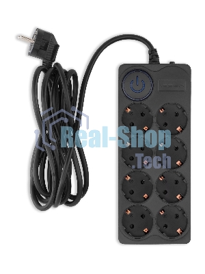 Сетевой фильтр Ippon BK-8-EU-3-10-B 3 м, 8 розеток, черный, коробка
