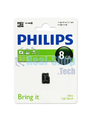 Флеш карта microSD 8Gb PHILIPS microSDHC Class 10