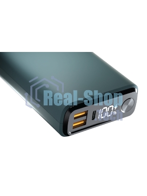 Портативный аккумулятор OLMIO QS-30, 30000mAh, 22.5W, QuickCharge3.0/PowerDelivery, LCD, темно-зеленый