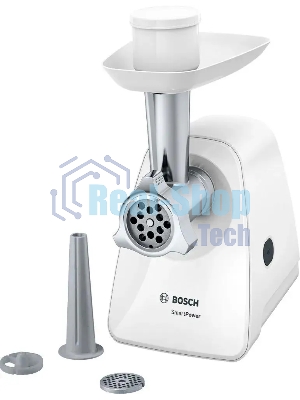 Мясорубка электрическая Bosch MFW2510W белый, 1500 Вт, 1.7 кг/мин, защита от перегрузки, насадки - 3