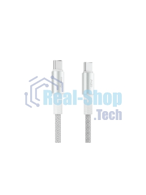 Кабель OLMIO MASTER, Type-C - Type-C, 60W 3A, 1.2м, тканевая оплетка, белый