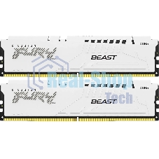 Оперативная память Kingston Fury Beast, DDR5, 64Gb (2x32Gb), 5600MHz, CL40, DIMM, с радиатором, белый