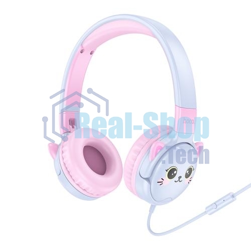 Беспроводные/проводные наушники Hoco W61 синий, накладные, Bluetooth + проводной, детские, до 20 ч.