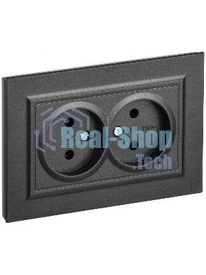 Розетка 2-местная IEK BRITE РС12-2-БрЧ (BR-R20-10-K02-F) 10А, в сборе, без заземления без защитных шторок, черный