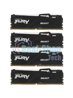 Оперативная память Kingston Fury Beast, DDR5, 128Gb (4x32Gb), 5600MHz, CL40, DIMM, радиатор, RGB, черный