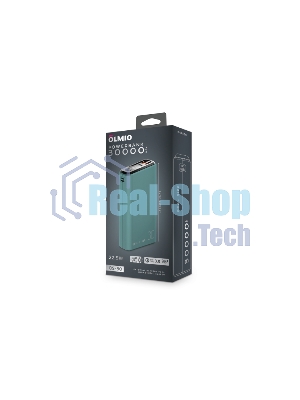 Портативный аккумулятор OLMIO QS-30, 30000mAh, 22.5W, QuickCharge3.0/PowerDelivery, LCD, темно-зеленый