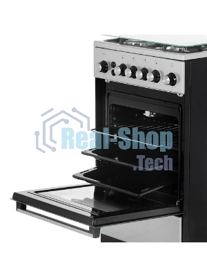 Плита газовая De Luxe 5040.40Г (кр) ЧР-010 серебристый, конфорок 4 шт, духовка 46 л, 50 см x 85 см x 50 см
