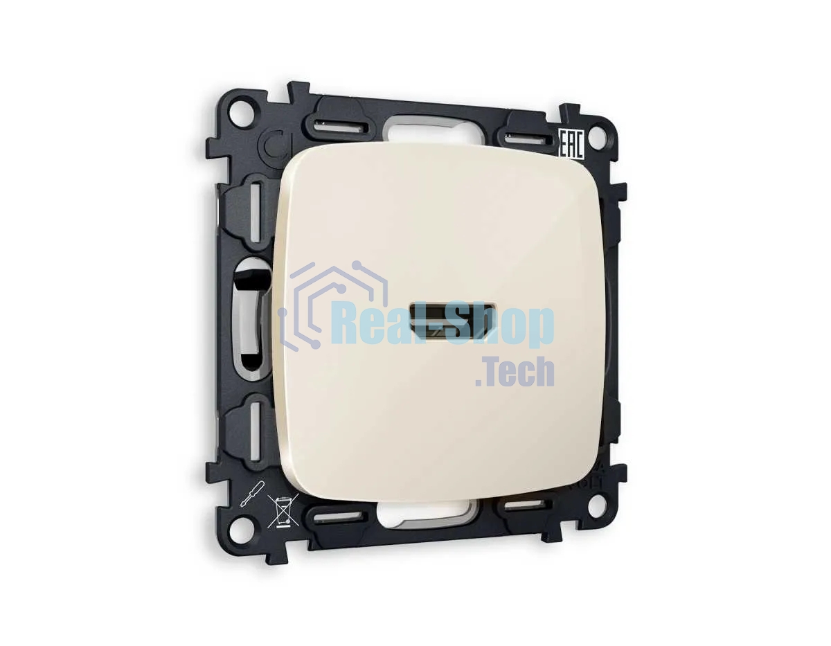 Комплект механизма розетки HDMI 2.0 OMEGA Бежевый глянец 40V/500mA 2.0GHz 5-18Gbit/s QUANT (OP3140, VM222) MO314010