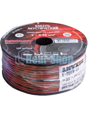 Кабель акустический Rexant ШВПМ 2х0.35 кв.мм, красно-черный, 100 м