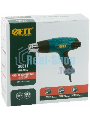 Фен технический FIT 80611 2000 Вт; 60/400/600 °C; 300/500/500 л/мин; рез. накл.; короб.