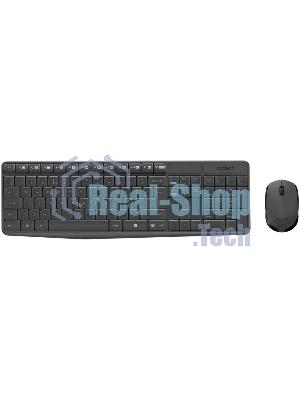 Комплект клавиатура+мышь Logitech MK235 беспроводной, USB, 1000 DPI, серый ( неоригинальная гравировка)