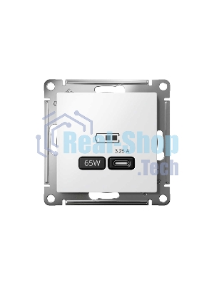 Розетка USB SE тип-C 65W высокоскор. заряд. QC, PD, мех. AtlasDesign белый
