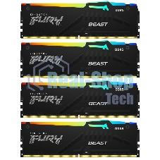 Оперативная память Kingston Fury Beast, DDR5, 128Gb (4x32Gb), 5600MHz, CL40, DIMM, радиатор, RGB, черный