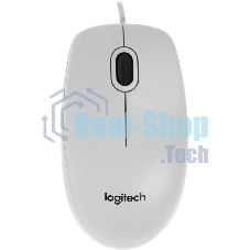 Мышь проводная Logitech B100 белый, 1000 dpi, USB, кнопки - 3