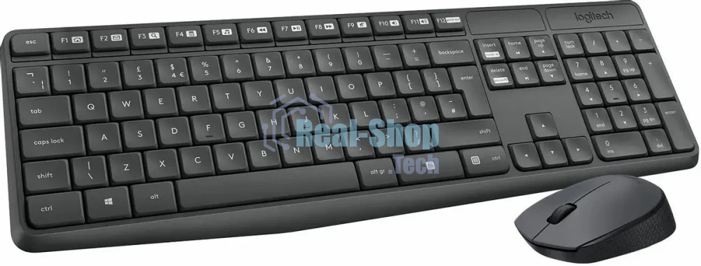 Комплект клавиатура+мышь Logitech MK235 беспроводной, USB, 1000 DPI, серый ( неоригинальная гравировка)