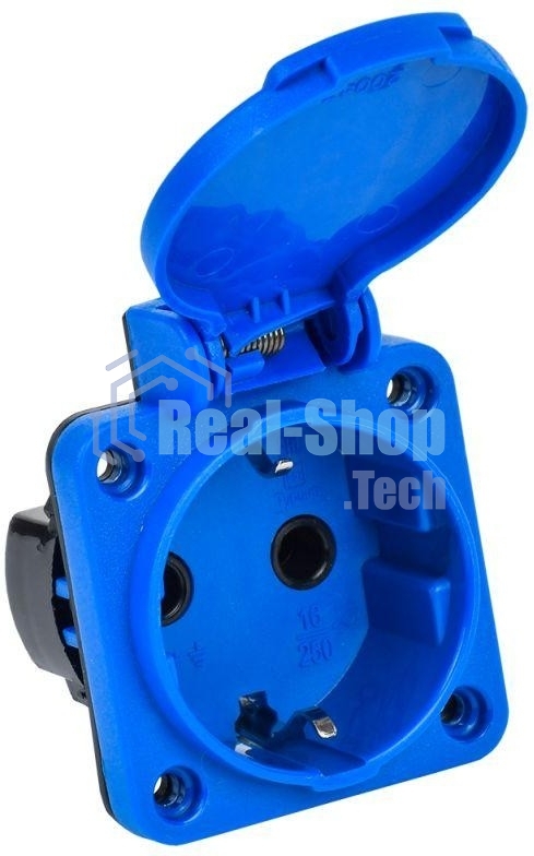 Розетка панельная IEK MAGNUM PSN71-016-3-2-44-K07 2P+PE 16А IP44 РП11-3 с защ. крышкой с заземл. син.