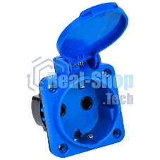 Розетка панельная IEK MAGNUM PSN71-016-3-2-44-K07 2P+PE 16А IP44 РП11-3 с защ. крышкой с заземл. син.