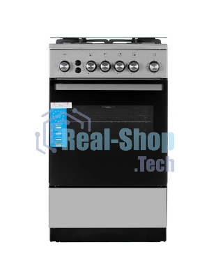Плита газовая De Luxe 5040.40Г (кр) ЧР-010 серебристый, конфорок 4 шт, духовка 46 л, 50 см x 85 см x 50 см