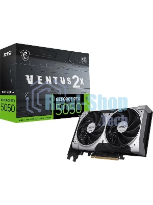 Видеокарта MSI GeForce RTX 5050 8G VENTUS 2X OC, NVIDIA RTX 5050, 8 ГБ GDDR6, 128 бит, PCI-e 5.0, 1xHDMI, 3xDP, 2617 МГц
