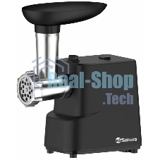 Мясорубка электрическая Sakura SA-6429BK черный, 1500 Вт, 0.9 кг/мин, реверс, защита от перегрузки, насадки - 4