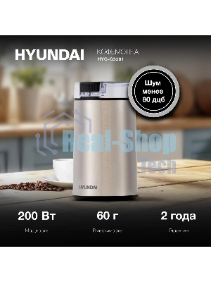 Кофемолка Hyundai HYC-G5261 200Вт сист.помол.:ротац.нож вместим.:60гр серебристый