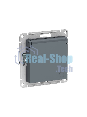 Механизм розетки 1-м СП AtlasDesign 16А IP20 с заземл. защ. шторки с крышкой грифель