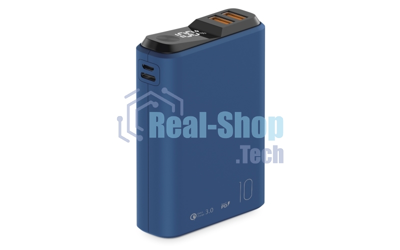 Портативный аккумулятор OLMIO QS-10, 10000mAh, 22.5W, QuickCharge3.0/PowerDelivery, LCD, темно-синий