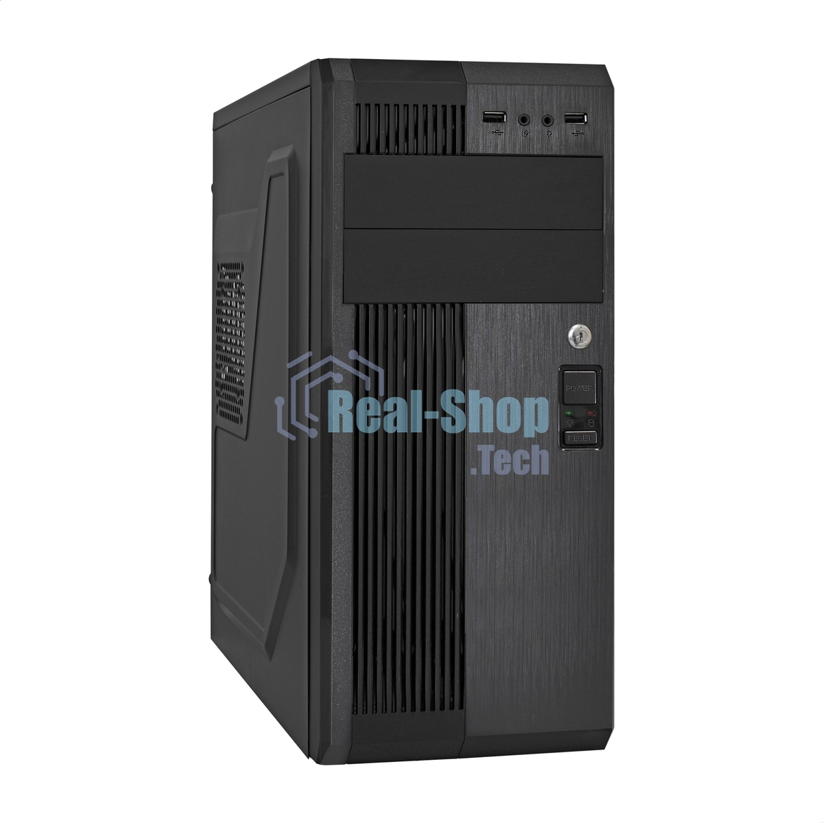 Компьютерный корпус Miditower ExeGate UN-605B Black, ATX, (UN400, 120мм), 2*USB, Audio, замок блокировки кнопки питания
