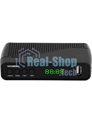 Приставка для цифрового ТВ Hyundai H-DVB500 черный, DVB-T2, DVB-T, DVB-C, HDMI, USB 2.0 х2