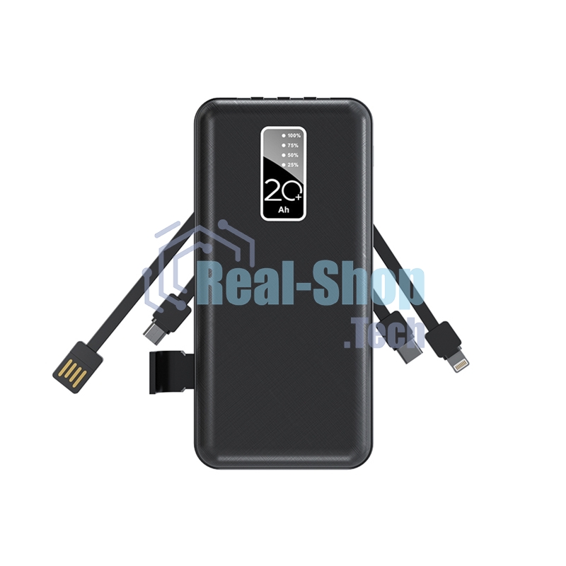Портативное зарядное устройство Rexant Power Bank (аккумуляторная батарея) 20000 mAh, черное