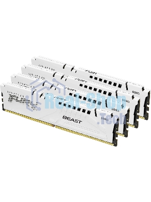 Оперативная память Kingston Fury Beast, DDR5, 64Gb (4x16 Gb), 6000 MHz, CL40, DIMM, радиатор, белый