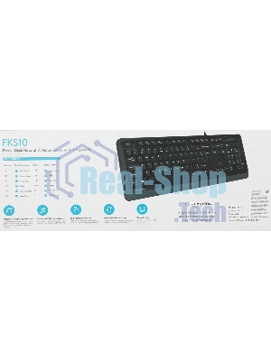 Клавиатура проводная A4Tech Fstyler FKS10, USB, черный/серый
