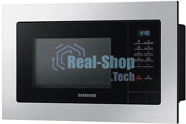 Встраиваемая микроволновая печь Samsung MS23A7013AT/BW серебристый/черный, 23 л, 1150 Вт, переключатели - кнопки