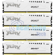 Оперативная память Kingston Fury Beast, DDR5, 64Gb (4x16 Gb), 6000 MHz, CL40, DIMM, радиатор, белый