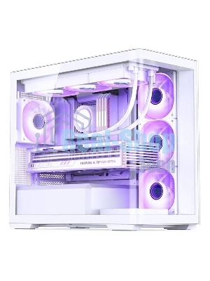 Корпус без блока питания JONSBO D300, Mini-Tower, TG, no fan, 2xUSB-A 3.2 + 1xUSB-C 3.2, mATX, mITX White