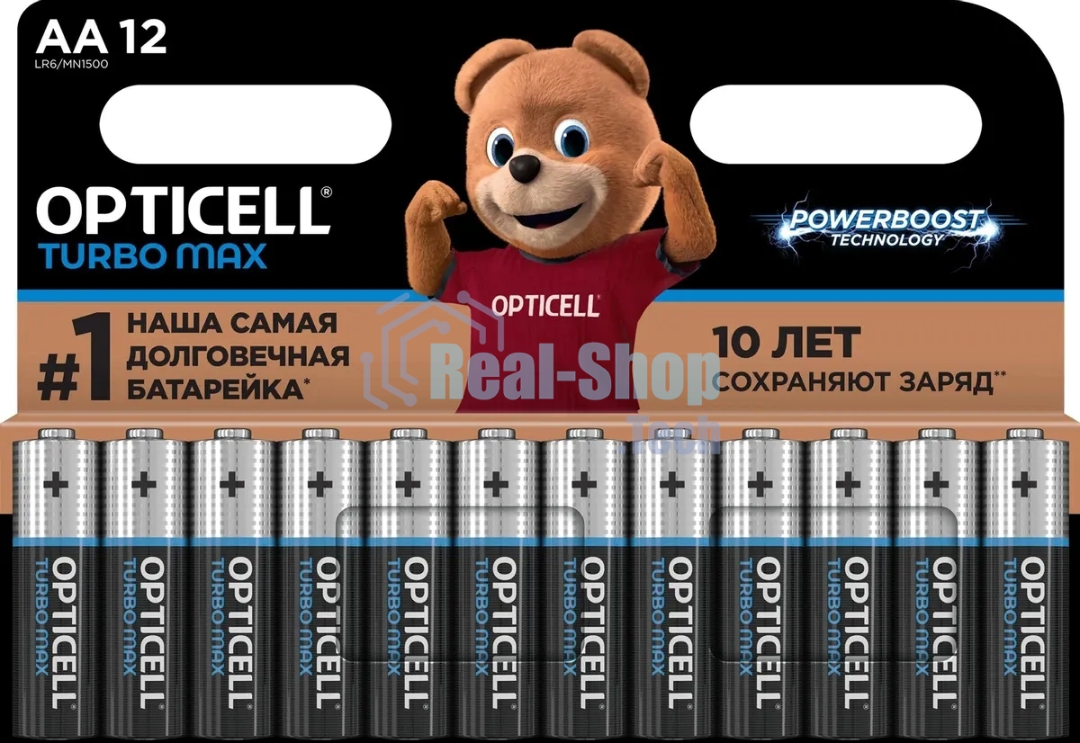 Батарея Opticell Turbo MAX LR6 AA (12шт) блистер