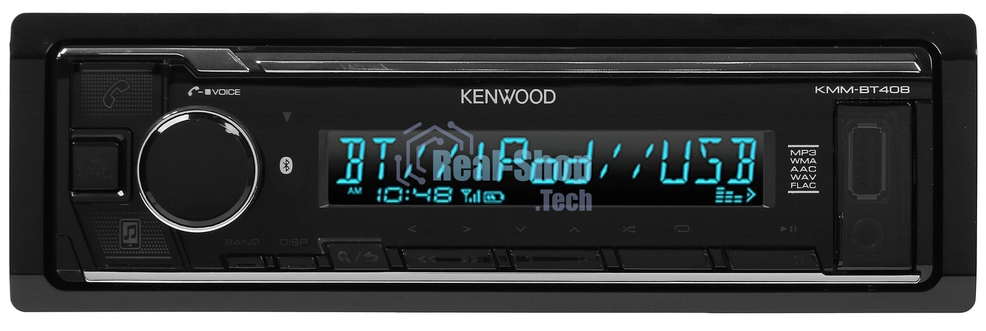 Автомагнитола Kenwood KMM-BT408, 1 DIN, Bluetooth, USB Type-A, AUX, съёмная панель