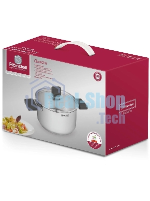 Кастрюля Rondell Quadro RDS-1596, 3.1 л, 20 см, с крышкой, сталь