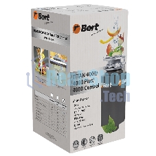 Измельчитель пищевых отходов Bort TITAN 4000 (Control) Мощность л.с. 0,75; 560 Вт; 4,2 кг/мин; 3200 об/мин; 1400 мл; Металл;набор аксессуаров 5 шт [93410242]