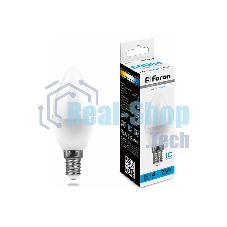 Лампа светодиодная Feron LB-97 7W 230V E14 6400K свеча