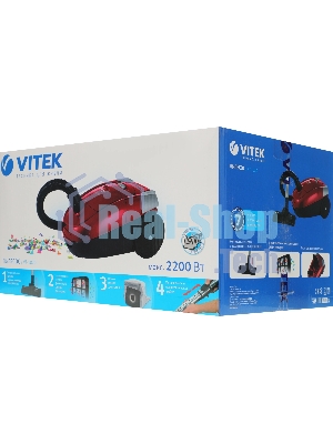 Пылесос Vitek VT-1820 красный/черный, 400/2200 Вт, уборка сухая, пылесборник мешок 4 л