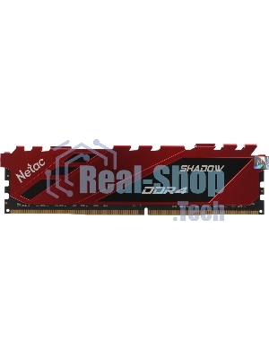 Оперативная память NETAC Shadow, DDR4, 16GB (1x16GB), 3200MHz, CL16, DIMM, с радиаторами, красный