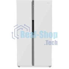 Холодильник Zugel ZRSS630W белое стекло двухкамерный 377/193л морозилка сбоку, No Frost, Side by Side