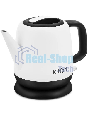 Чайник электрический Kitfort KT-6112 1 л, 1630 Вт, белый/черный (корпус: нержавеющая сталь)