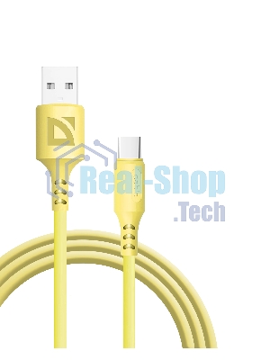 Кабель Defender F207, USB 2.0 (AM) - Type-C, 1 м, 2.4А, силиконовая оплетка, желтый.