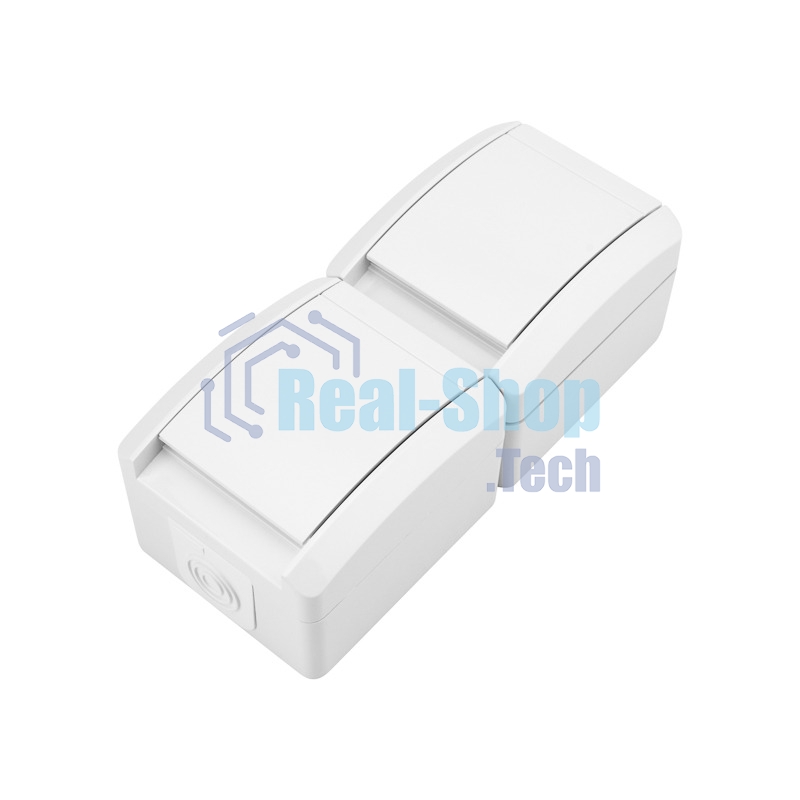 Блок вертикальный 2 розетки (керамика) Kranz INDUSTRIAL IP54 с заземлением, о/у, белый