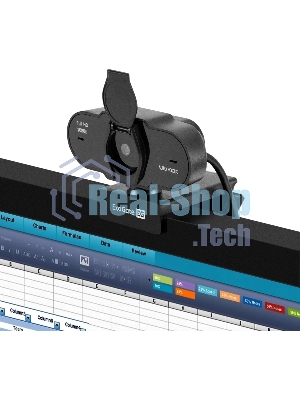 Веб-камера ExeGate BlackView C931 1920x1080, 30 кадр/с, USB Type-A, микрофон (шумоподавление), автоматическая фокусировка, шторка приватности, универсальное крепление, штатив в комплекте