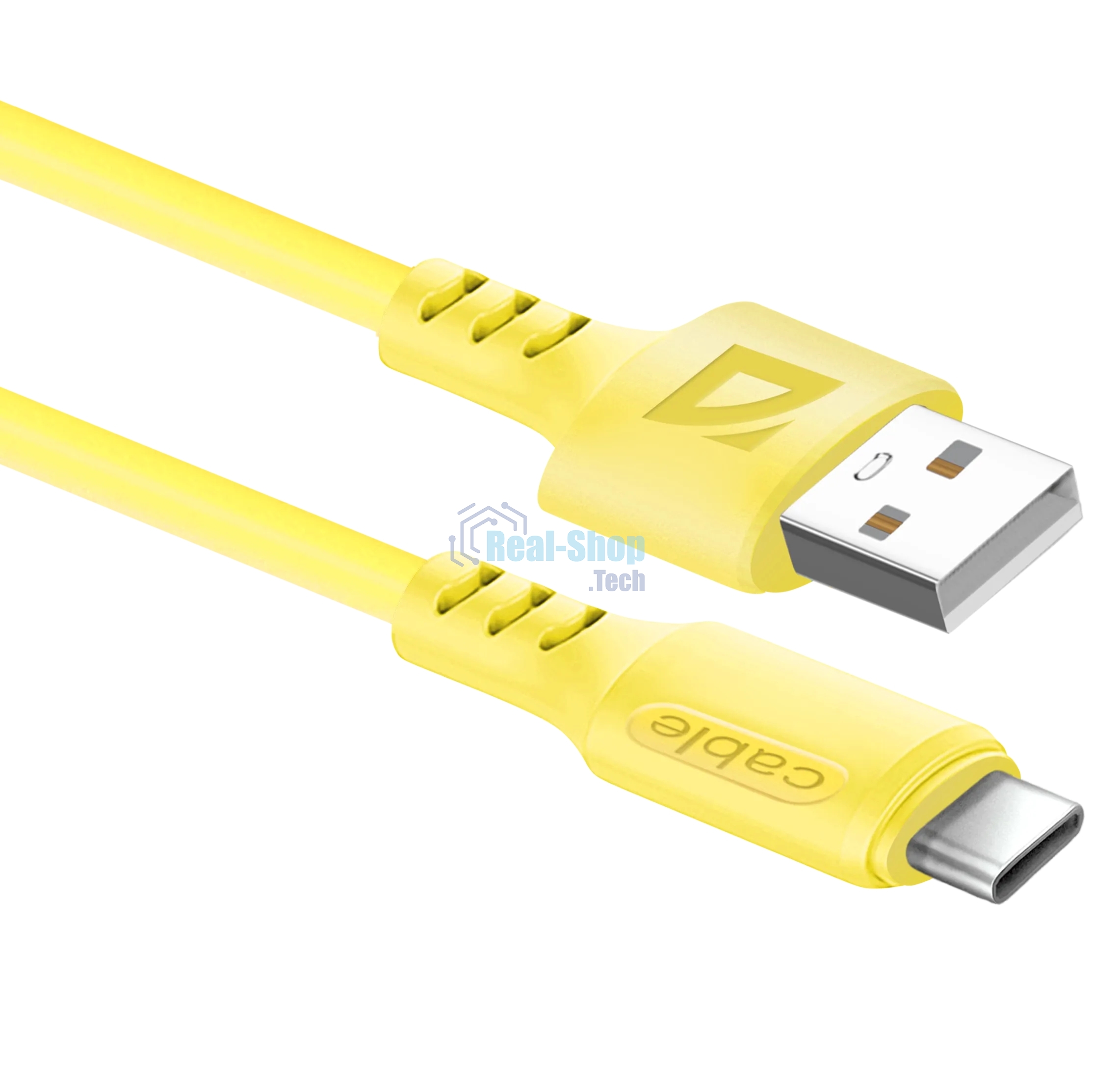 Кабель Defender F207, USB 2.0 (AM) - Type-C, 1 м, 2.4А, силиконовая оплетка, желтый.