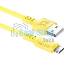 Кабель Defender F207, USB 2.0 (AM) - Type-C, 1 м, 2.4А, силиконовая оплетка, желтый.